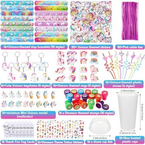 Qilery Unicorn Party Favors 195 Pcs Multi-Item Pack