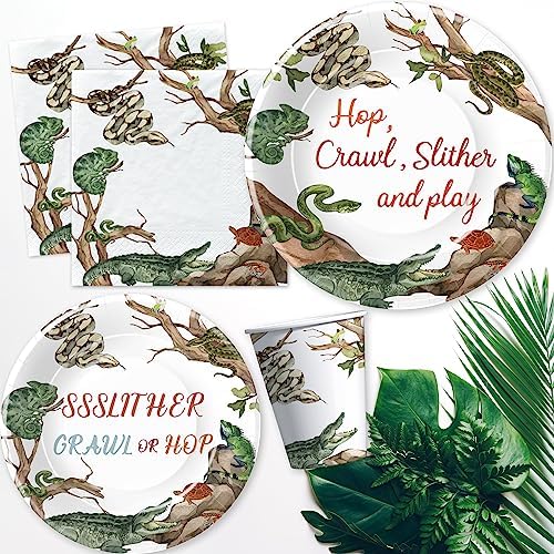 Reptile Birthday Party Plates Set for 24 Guests