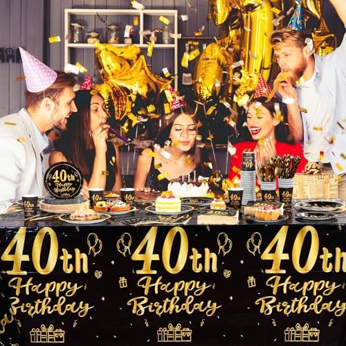 452 Pcs 40th Birthday Decorations Set Black Gold