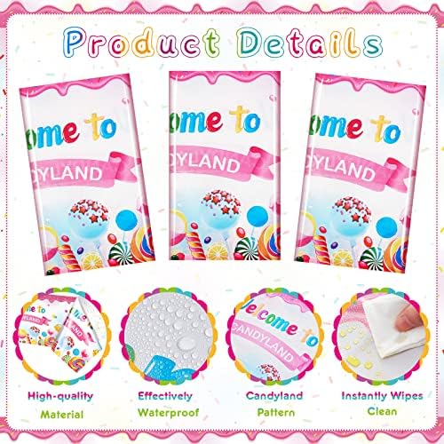 Tatuo 3 Pcs Candyland Tablecloths for Birthday Party Decor